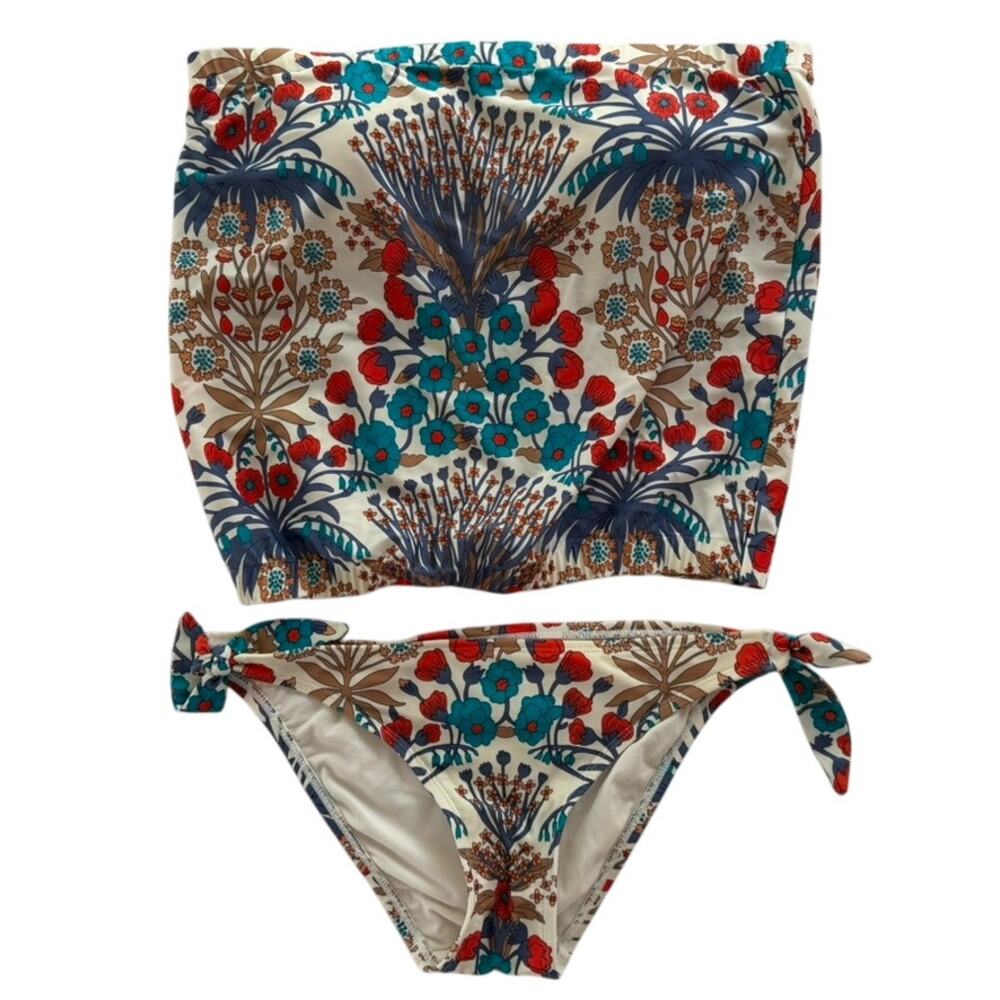 Marc Jacobs Bandeau Tube Top Bikini Floral Modest Size Small Blue Red Multi